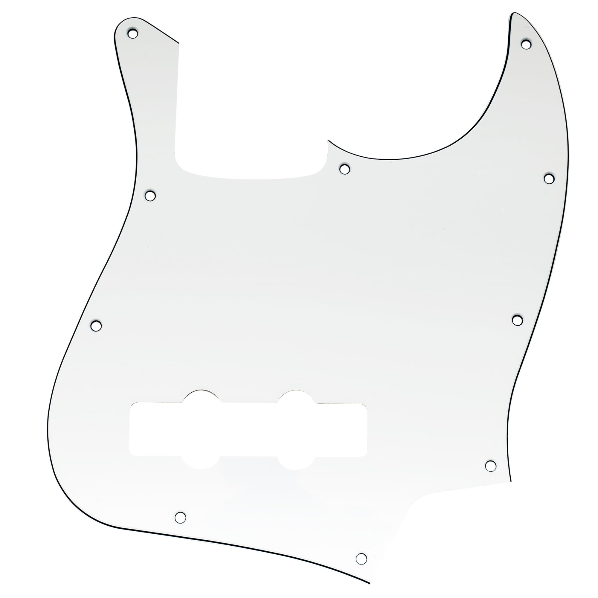 Musiclily 10 Hole J Bass Pickguard for Fender American/Mexican Made Standard Jazz Bass, 3Ply White