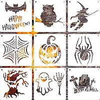 LLGLTEC 9 Pieces Halloween Stencils Template DIY Halloween Designs 7.9