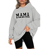 AKEWEI Womens Fleece Oversized Sweatshirt Letter Graphic Hoodies Long Sleeve Pullover Fall/Winter Clothes