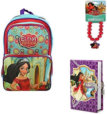 Disney's Elena of Avalor 16" Kids Backpack, Elena Diary With Lock &amp; BONUS Elena Bracelet Bundle