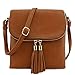 Flap Top Double Compartment Crossbody Bag with Tassel Accent