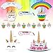 Unicorn Party Supplies Decorations for Girls - Special 64pcs Compelete Set - Happy Birthday Balloon Banner Cute Pink & Purple Latex Balloons Glitter Headband for Girl Cake Topper & Cupcake Wrapper Kit