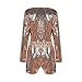 HaoDuoYi Womens Sequin Mermaid V Neck Wrap Tunic Party Disco Jumpsuit Romper