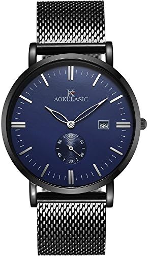 Watch,Watches Men Black, Mesh Stainless Steel Classic Luxury Business Casual Watches Waterproof Casual Analog Quartz Dress Calendar Wrist Watch With Gift Box