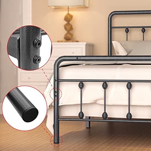 Noillats Metal Bed Frame Full Size with Vintage Headboard and Footboard