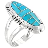 925 Sterling Silver Ring with Genuine Turquoise Sizes 6 to 11