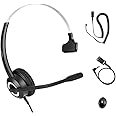 Phone Headset Noise Cancelling Mic RJ9 U10P Bottom Cable Compatible with Polycom VVX, Mitel, Shoretel, Avaya Digital Phones