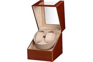 LINGFANSTORE Automatic Watch Winder with Quiet Japanese Motor,AC Adapter or Battery Powered,Premium Leather Exterior and Soft Flexible Watch Pillows for Men's and Women's Watches