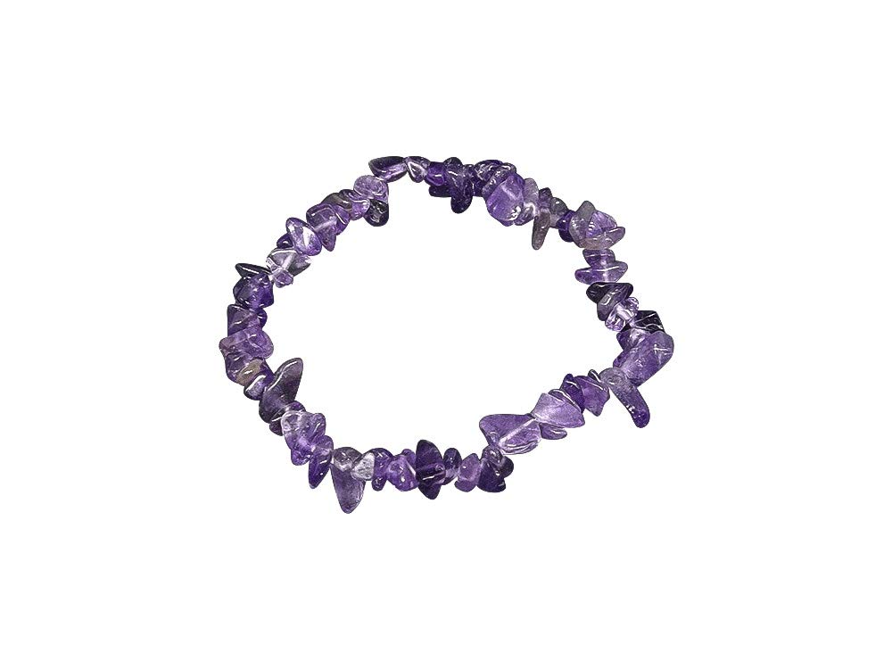 Gemstone Chips Bracelets Natural Stone Ethical Sustainable Bohemian Jewellery From India Artisanal Handmade Gift For Men Women Sent In Gift Pouch ('The Protection Bracelet' - Amethyst)