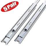 Friho 5 Pair of 14 Inch Hardware Ball Bearing Side Mount Drawer Slides, Full Extension, Available in 12'',14'',16'',18'',20'' Lengths