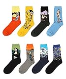 Vigvog Men's Art Patterned Casual Crew Lover Socks 8 Pack,  PrintB, Men:US 7-11