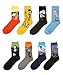 Vigvog Men's Art Patterned Casual Crew Lover Socks 8 Pack,  PrintB, Men:US 7-11