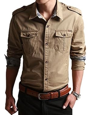 Men's Classic Retro Military Camouflage Lined Patchwork Shirt