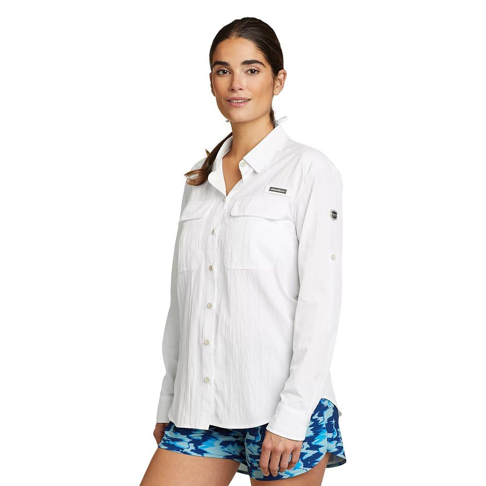 Eddie Bauer Women’s Guide UPF Long-Sleeve Shirt, White, Small
