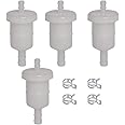 HIFROM Set of 4 Fuel Filter with Clamps Replacement for GX & GXV Honda Small Engines GX100, GX360, GX390, GX610, GX620, GX630, GX670, GXV160, GXV270, GXV340, GXV390, GXV610 Replace 16910-ZE8-015