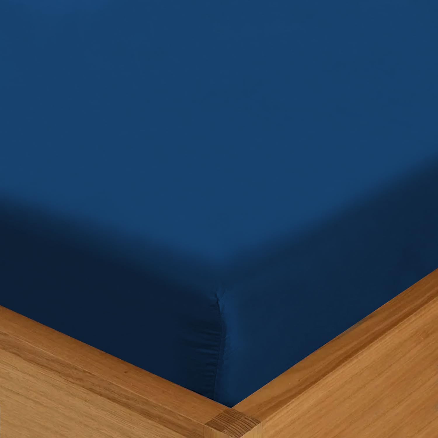 Single Fitted Sheet - 90 x 190cm with 30cm Deep Pocket, Soft Brushed Microfibre, Wrinkle-Free, Easy Care, Fade & Shrink Resistant by MAGNA COLLECTION (Navy, Single)