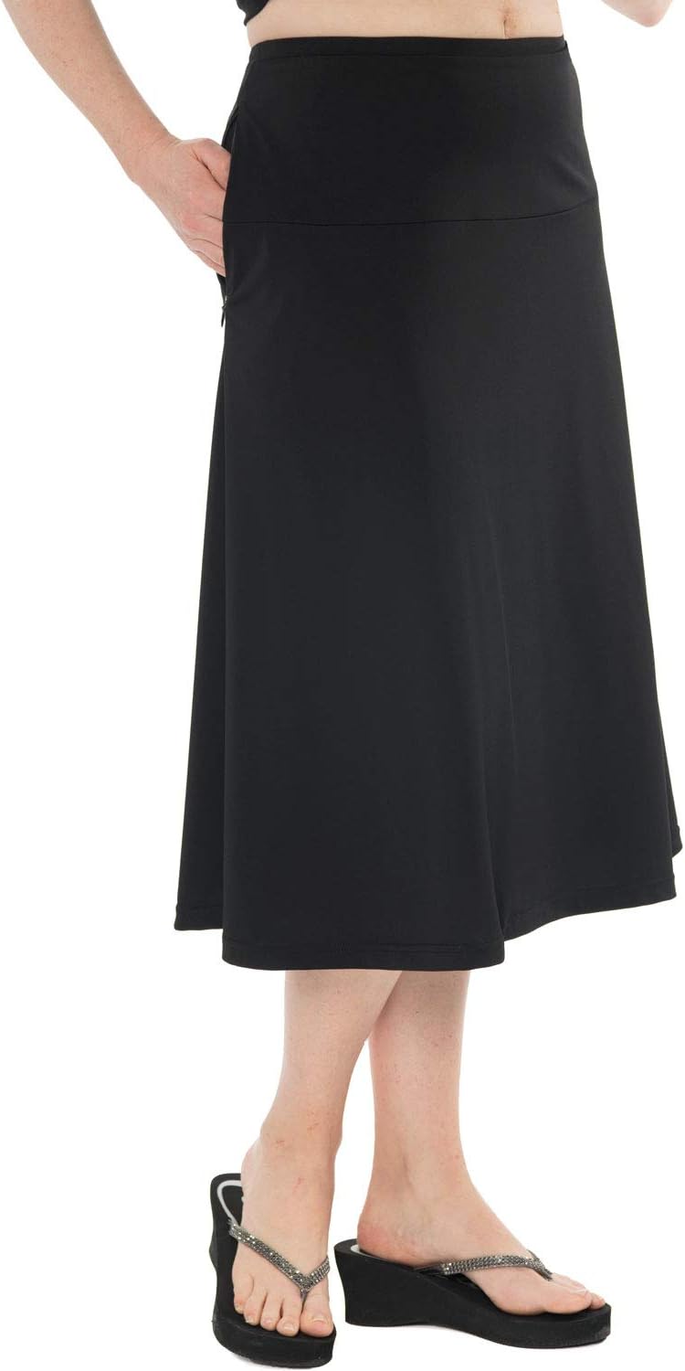HydroChic Activewear Long Swim Skirt with Attached Leggings - Chlorine Proof