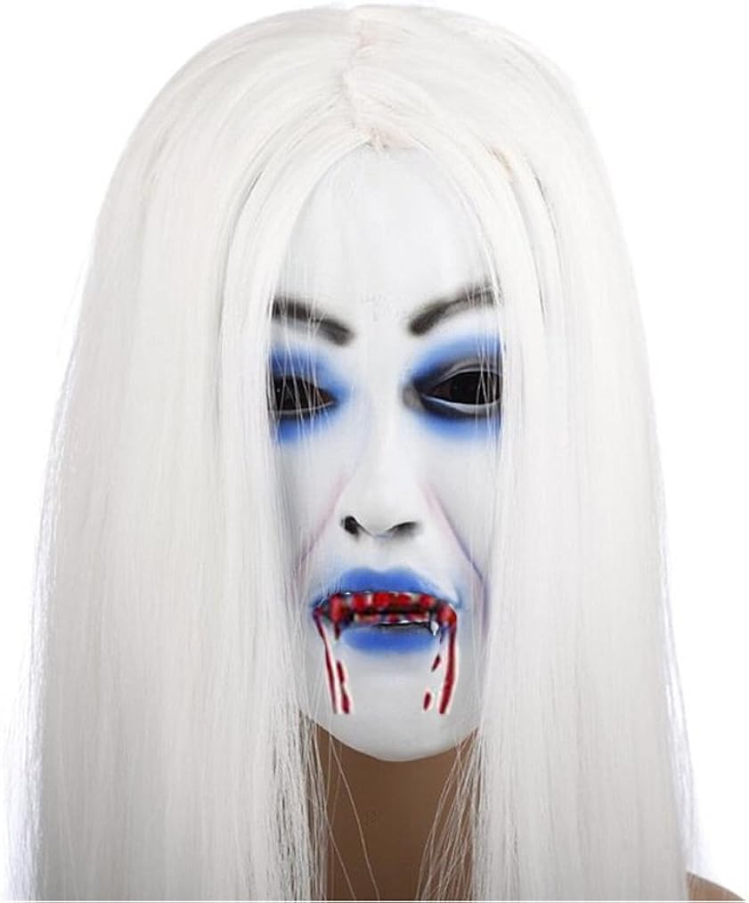 Kederastyle Latex Creepy Scary Emulsion Vampire White Hair Horror