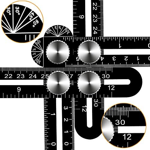12 Inches Multi Angle Measuring Ruler Aluminum Alloy Angleizer Template Tool/Layout Tool for Builders Carpenter Craftsmen Woodworking DIY-ers (black)