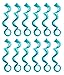 SWACC 12 Pcs Curly Wavy One Color Party Highlights Clip on in Hair Extensions Colored Hair Streak Synthetic Hairpieces (Teal Blue)