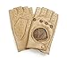 Ambesi Women's Classic 1/2 Finger Leather Driving Gloves Camel L