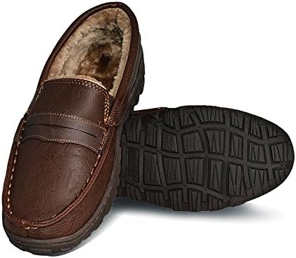 VLLY Men's Anti-Slip Casual Indoor Outdoor Slip On Moccasin Slippers US 9 Brown (FBA)