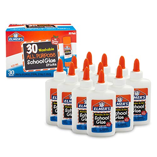 Elmer's Liquid School Glue, Washable, 12 Pack and All Purpose School