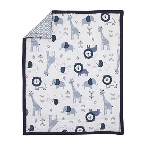 NoJo Dreamer Mosaic Animals 8 Piece Nursery Crib Bedding Set, Navy