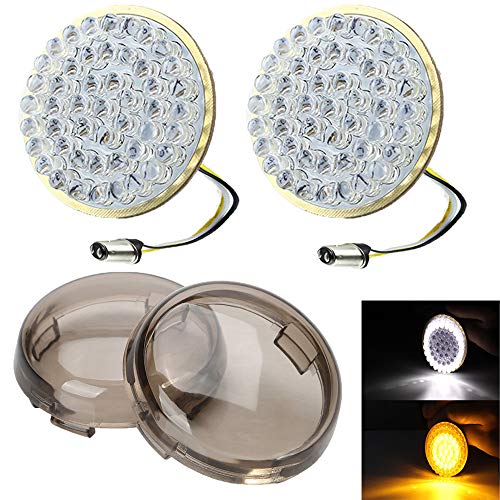 ZYTC 2" LED Turn Signals w/Running Light Bullet Style Front 1157 LED Turn Signal with Smoked Lens Lense for Harley Davidson