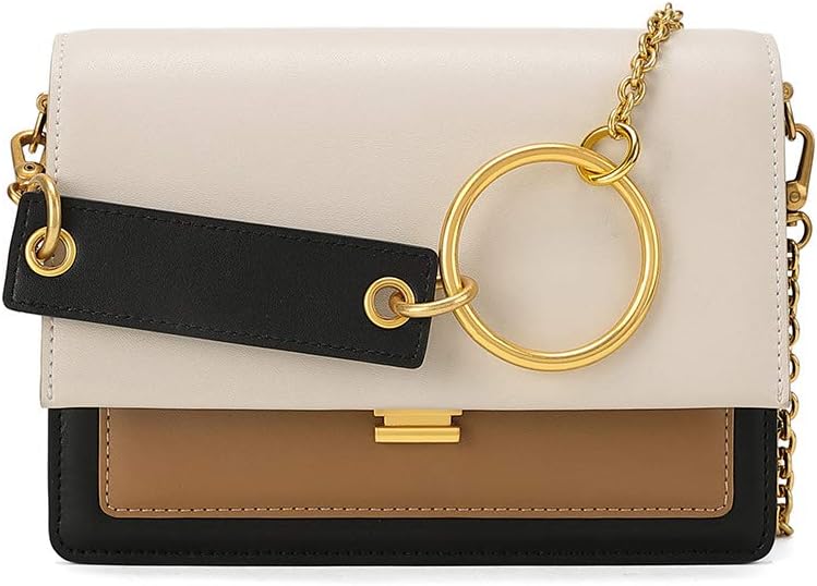LA FESTIN Color Block Leather Crossbody Bag for Women Shoulder Handbag With Removable Straps