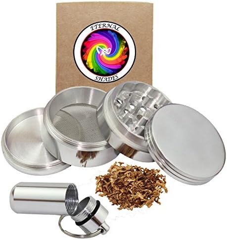 COMBO PACK - 1.65" 4 Layer Herb Grinder (with Pollen Screen) WITH Aluminum Pill Case Waterproof Container Key Chain
