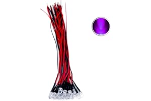 CLEISCRY 30pcs 12 Volt 5mm Round top Purple 395nm LED Lights Emitting Diodes Pre Wired 7.9 Inch DC 12V LED Light Water Clear Lens Small LED Lamps (5mm Round top, UV 395nm (30pcs))