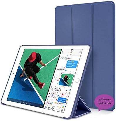New iPad 2017 iPad 9.7 Inch Case, Ultra Slim Lightweight Smart Case Trifold Cover Stand with Flexible Soft TPU Back Cover for iPad Apple New iPad 9.7-inch [Auto Sleep/Wake] (Blue)