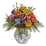 Nearly Natural 15” Mixed Artificial Floral Vase