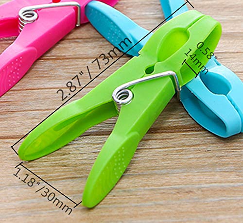 DurReus Sturdy Clothesline Pins for Drying Clothes Large Plastic Clothespins Hanger Clips Pegs Laundry Clamps 24 Pack Green - Thumbnail 2