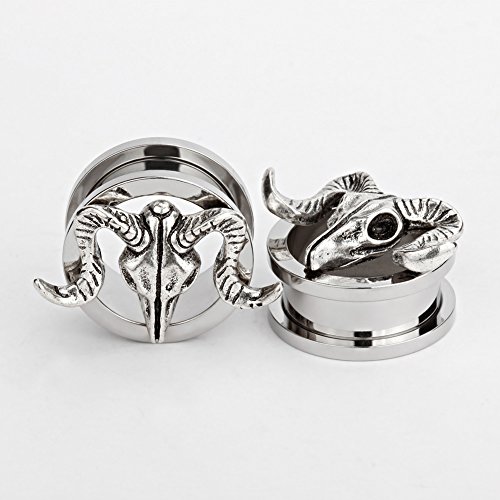 TBOSEN 4 Pairs Mixed Style Stainless Steel Tunnel Ear Plugs Stretching Expander Gauges Piercing Large Ear Gauges Kit 2g - 5/8" inch - Thumbnail 2