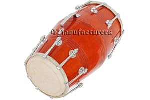Satnam Traditional 16-Inches Bolt Tuned Handmade Wooden Dholak Drum | Dholak Instrument | Dholki Music Instrument - Made in India (Cherry Red)