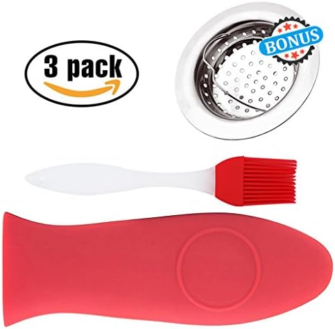 Silicone Hot Handle Holder, EFFIET Heat Protecting Silicone Pot Handle Cover for Cast Iron Skillet &amp; Metal Frying Pans