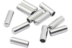 UNICRAFTALE 20 PCS Stainless Steel Column End Caps Leather Cord Ends Leather Cord Terminators for Jewelry Making 7x2.5mm Inner Diameter 2mm, Silver