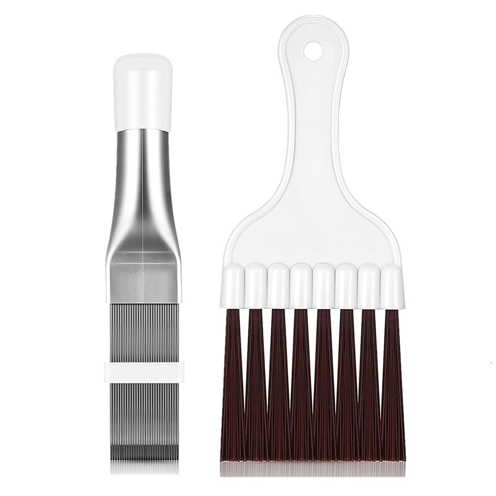 2 pieces Air Conditioner Condenser Fin Cleaning Brush Stainless Steel AC Fin Comb Cleaning Tool Air Conditioner Fin Comb for Air Condition Evaporator Radiator