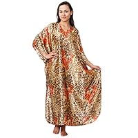 Up2date Fashion Satin Caftan, Exellent Cheetah Print, Plus Size, Style#Caf-45