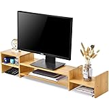 Amazon.com : Computer Monitor Stand Riser with Drawers, Laptop TV Stand ...