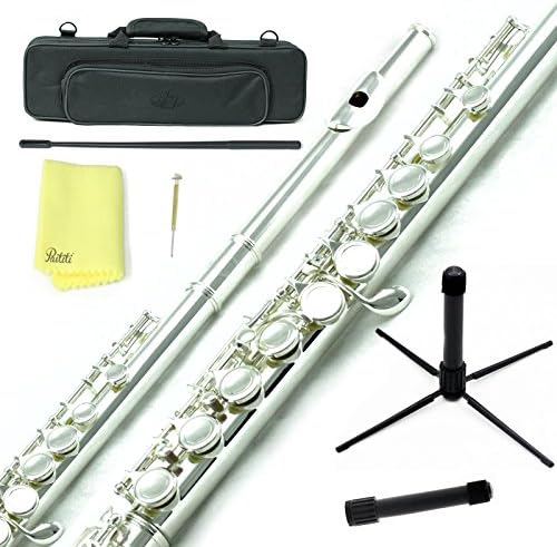 C Flute with Lightweight Case, Cleaning Rod, Cloth, Joint Grease and Screw Driver - Silver/Silver Closed Hole