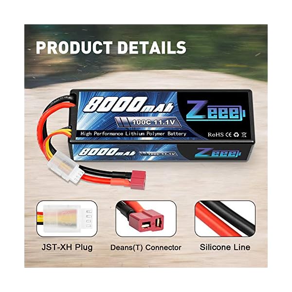 Zeee 3S Lipo Akku 11,1V 8000mAh 100C Hardcase Batterie mit Deans T Stecker für RC Evader BX Auto Car Truck LKW Truggy RC… – Bild 5