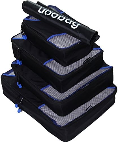 Uoobag 4 Packing Cubes Set Luggage Travel Organizers Carry-on Packing with Laundry Bag Black