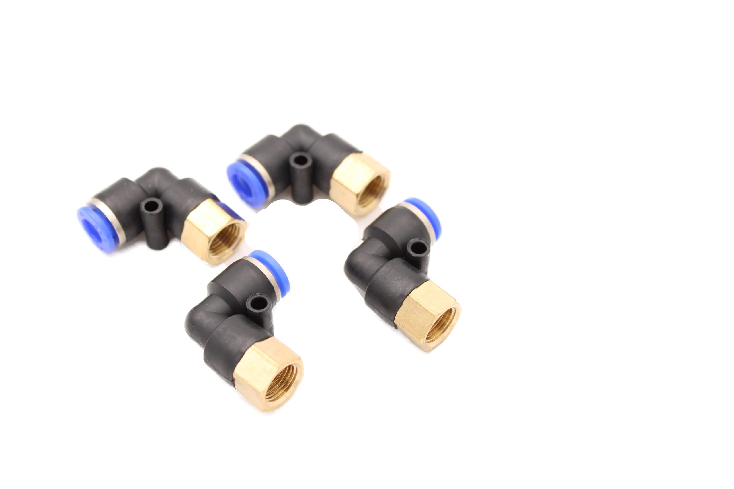 Pneumatic Angle Plug Fitting 90° with Internal Thread 1/8 Inch - 6 mm IQS Set of 4 Push In Connection Industrial Quality (1/8 Inch - 6 mm - Angle 90°) — image 1