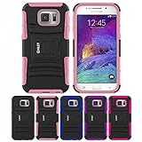 Galaxy S6 Case, HLCT Rugged Shock Proof Dual-Layer PC and Soft Silicone Case With Built-In Kickstand for Samsung Galaxy S6 (2015) (Pink)