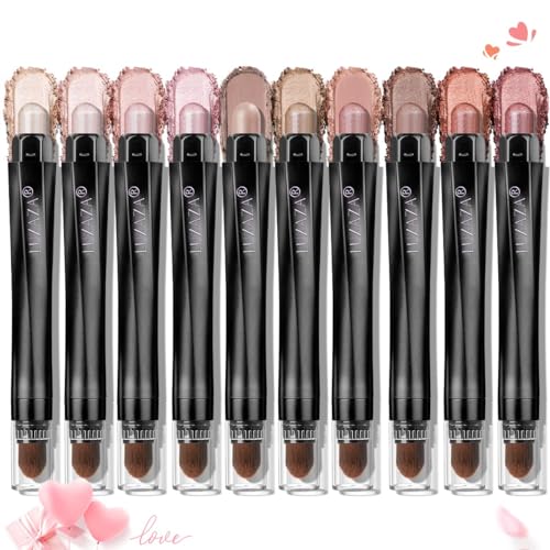 LUXAZA 10PCS Eyeshadow Stick,Shimmer And Neutral Champagne Pin... 51MgwovnpNL