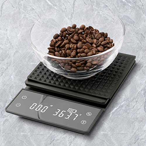 FITLAND Digital Coffee Scale with Timer Rechargeable, High Accurate Pour Over Espresso Scale for