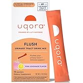 Uqora Flush - Urinary Tract* with D-Mannose, Vitamin C, Vitamin B6, Potassium, Magnesium & Calcium - Gluten-Free & Vegan - Pink Lemonade Flavor - 10 Packets (1 Pack)